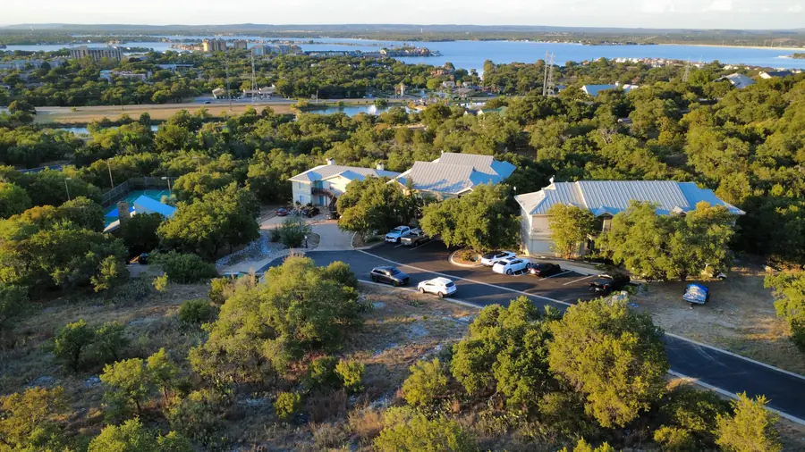 Aerial of Baycliff Apartments with Lake LBJ and Horseshoe Bay in the background